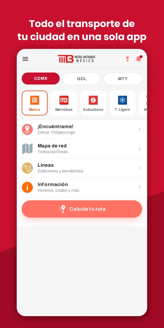 Captura de la app Metro - Metrobús México
