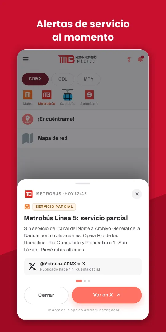 Captura de la app Metro - Metrobús México