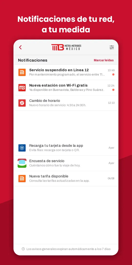 Captura de la app Metro - Metrobús México